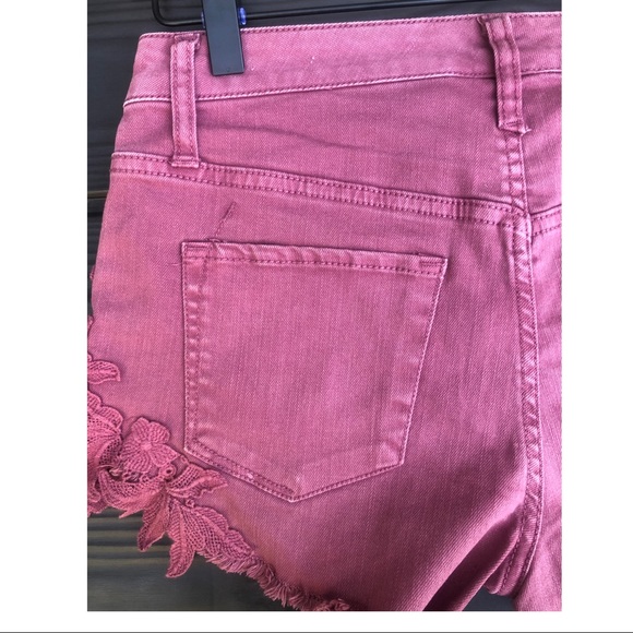 Mossimo Raspberry Floral Lace Shorts high waist - Picture 6 of 8